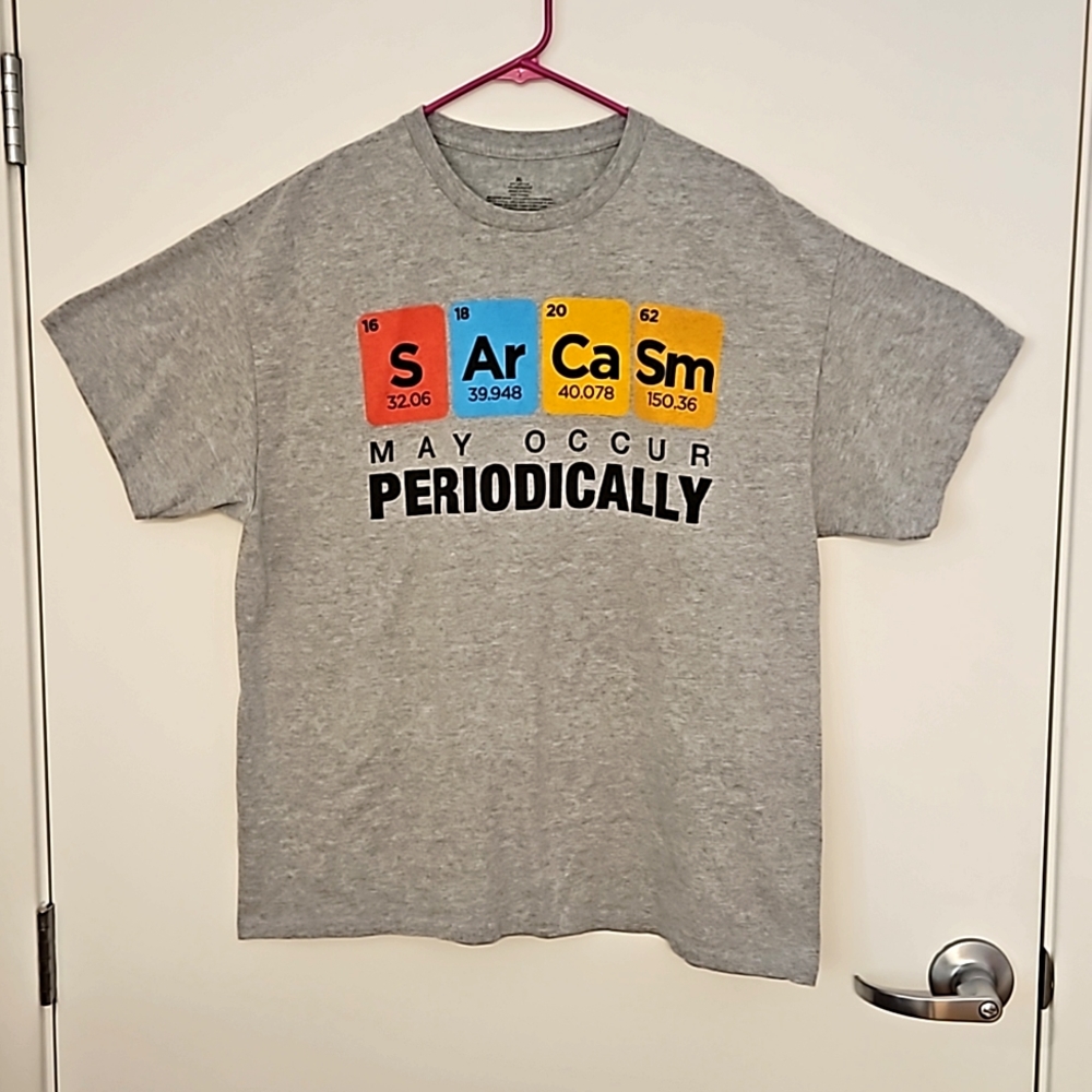 'Sarcasm may occur periodically' graphic print tee XL and 2XL short sleeve gray - Picture 2 of 6